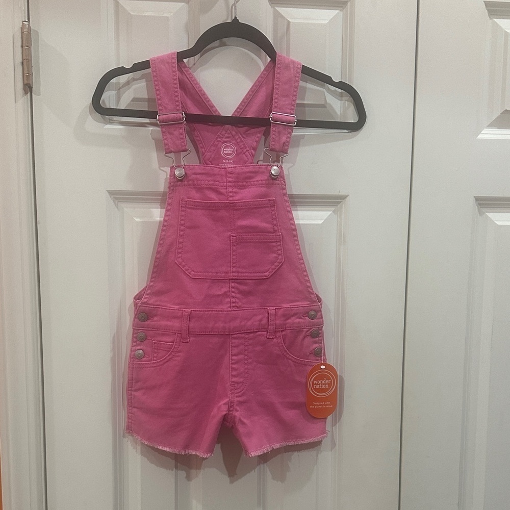 NEW wonder nation Hot Pink Shortalls Overalls size 6